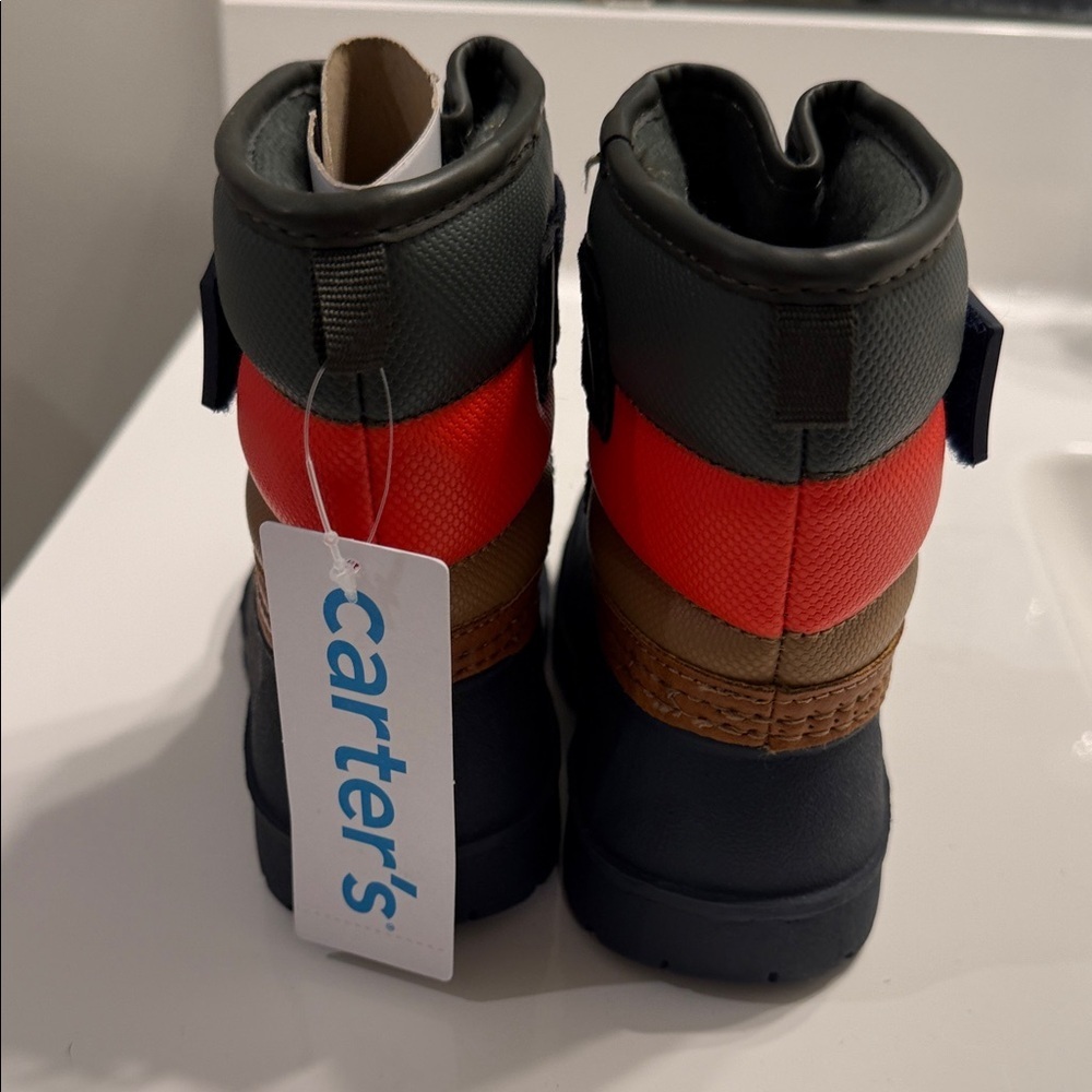 Carter's Kids Colorblock Strap Snow Boots - Olive, Red, Tan - Picture 6 of 8